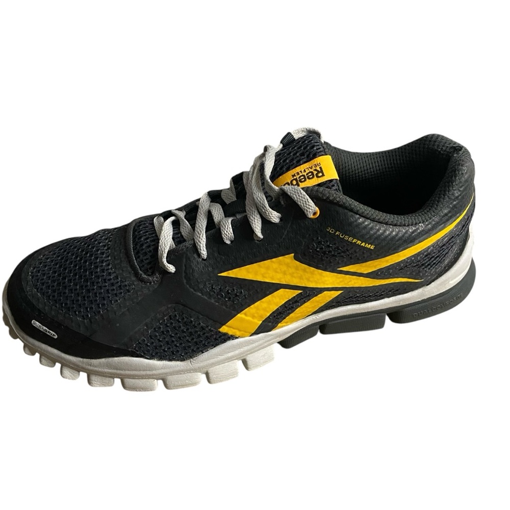 Reebok Men's Charcoal Gray/Yellow RealFlex Performance Wear Running Shoes